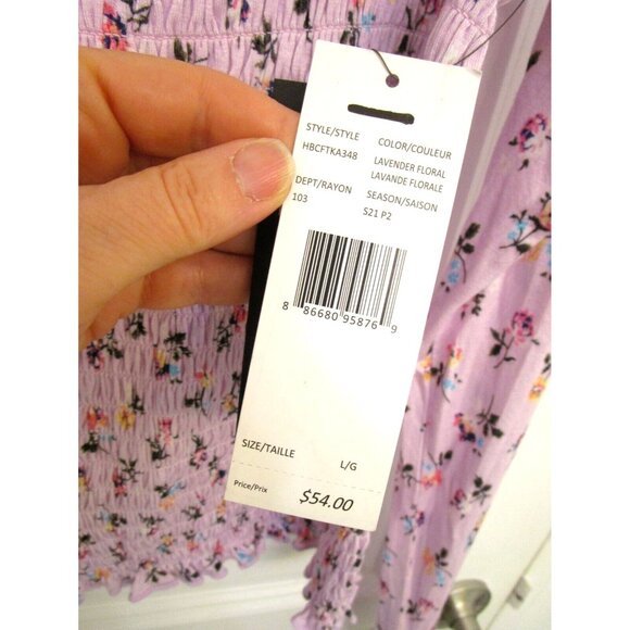 LORD & TAYLOR Design Lab Women's Lavender Floral Long Sleeve Top Large - NWT - Picture 8 of 15